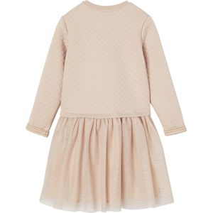 Jurk - 2 in 1 - Fleece en Voile - Roze - Met Sterrenbadge