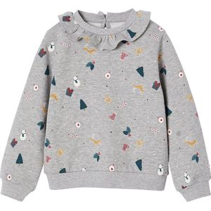 Kerst - Sweater - Gemeleerd Grijs - Meisjes