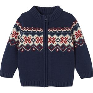 Babyvest - Marineblauw - Jacquard - Met Ritssluiting