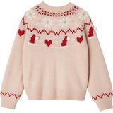 Jacquard - Meisjesvest - Roze - Met Glanzende Draden - Lange Mouwen - Knoopsluiting