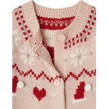 Jacquard - Meisjesvest - Roze - Met Glanzende Draden - Lange Mouwen - Knoopsluiting