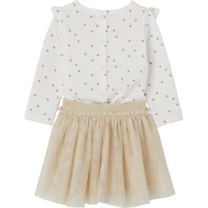 Set met Shirt met Sterren en Glanzend Rokje voor Babymeisjes - Goud