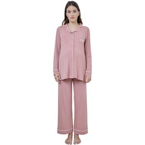 Pyjama's - Effen - 2-delige Pyjamaset - Rozenhout - Voor Tijdens de Zwangerschap