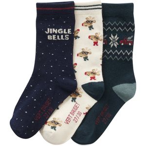 Vertbaudet - Set van 3 Paar Kerstsokken - Jongens - Feestelijke Gekleurde Motieven