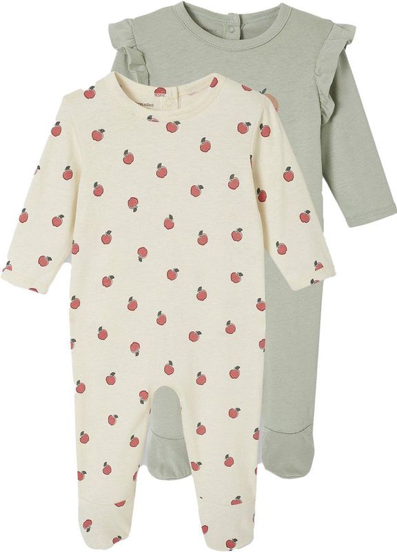 Set van 2 Slaappakjes - Saliegroen - 100% Biologisch Katoen - Lange Mouwen