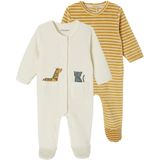 Vertbaudet - Set van 2 - Fluwelen Slaappakjes - Effen en Gestreept