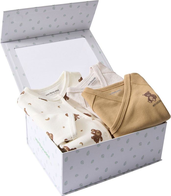 Vertbaudet - Set Slaappakje en 2 Rompertjes - Teddybeer