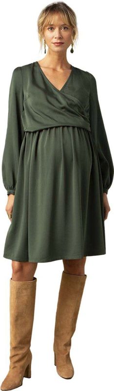 Envie de Fraise - Gekruiste Zwangerschapsjurk - Groen - 70% Viscose, 30% Lyocell