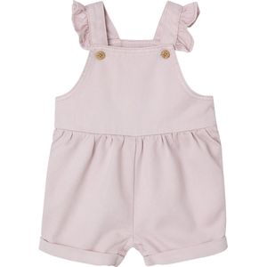 Korte Tuinbroek - Lila - 70% Katoen, 30% Lyocell - Geknoopte Bretels, Drukknopen tot 18 Maanden