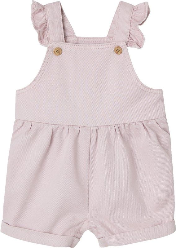 Korte Tuinbroek - Lila - 70% Katoen, 30% Lyocell - Geknoopte Bretels, Drukknopen tot 18 Maanden