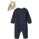 Gemêleerde Gebreide Babyset - Antraciet - Babypakje met Lange Mouwen en Sjaal