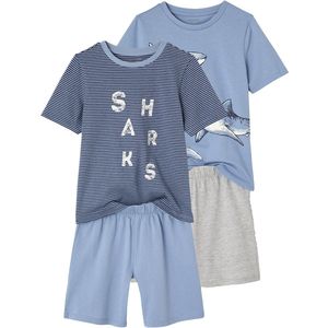 Set van 2 - Pyjamabroeken - Hemelsblauw - 80% Katoen, 20% Gerecycled Katoen