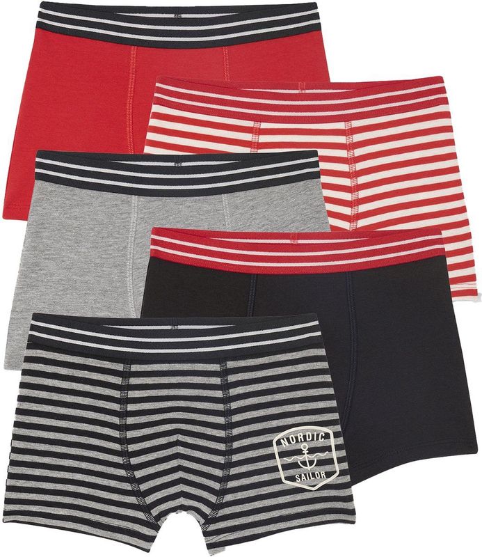Vertbaudet - Bio Collectie - Boxershorts - Rood - 5-Pack, 95% Biologisch Katoen
