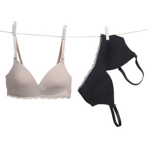 Vertbaudet - Set van 2 - Voedingsbeha's - Bamboe Viscose - Naadloos, Beugelloos, Ademend