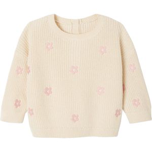 Vertbaudet - Geborduurde Babytrui - Katoen - Multicolor - Ronde Hals, Knoopsflap Achterkant, Ribboorden