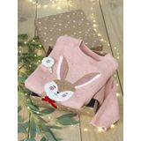 Kersttrui - Ronde Hals - Jacquard Rendierpatroon - Zacht Breisel - Inclusief 2 Scrunchies