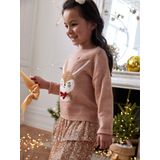 Kersttrui - Ronde Hals - Jacquard Rendierpatroon - Zacht Breisel - Inclusief 2 Scrunchies