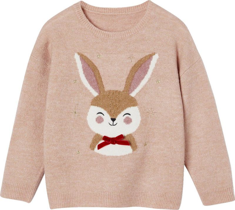 Kersttrui - Ronde Hals - Jacquard Rendierpatroon - Zacht Breisel - Inclusief 2 Scrunchies