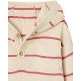 Gestreepte - Babytrui - Terracottategel - 80% Katoen, 20% Polyamide - Capuchon, Borstzakje