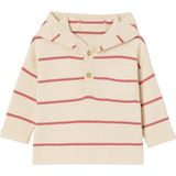 Gestreepte - Babytrui - Terracottategel - 80% Katoen, 20% Polyamide - Capuchon, Borstzakje