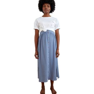 Vertbaudet - Lange Zwangerschapsrok - Leiblauw - Katoengaas