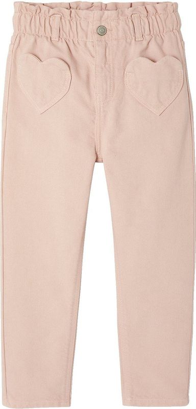 Paperbag - Meisjesbroek - Roze - 100% Katoen - Hartjeszakken