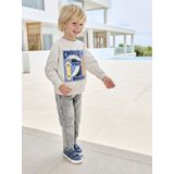 Jongens - Skateprint Sweater - Gemêleerd Wit - Katoen