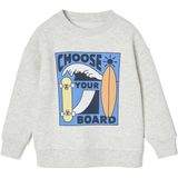 Jongens - Skateprint Sweater - Gemêleerd Wit - Katoen