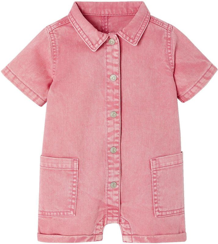 Twill - Babyromper - Snoepjesroze - 100% Katoen - Korte Mouwen