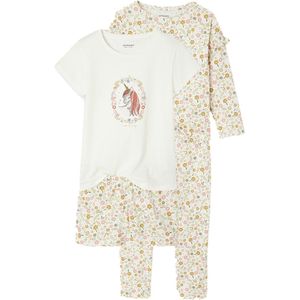 Pyjama's - Set van 2 - Gestreept T-shirt en Bloemetjes Short - 80% Katoen