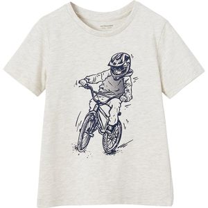 Basics - Jongensshirt - Blauw - Met Print Op De Voorkant