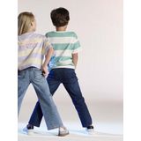 Jongensshirt - Groen - Gestreept - Korte Mouwen - Borstzakje met Print