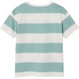 Jongensshirt - Groen - Gestreept - Korte Mouwen - Borstzakje met Print