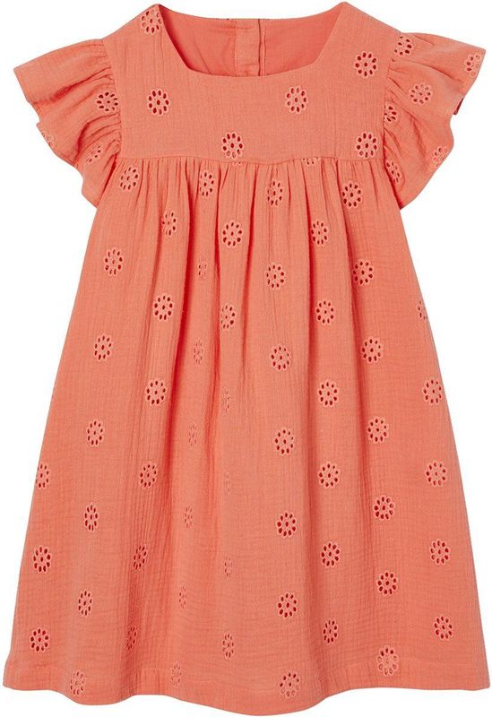 Vertbaudet - Bloemetjesjurk - Jurk - Katoen - Geborduurd met Knoopsluiting