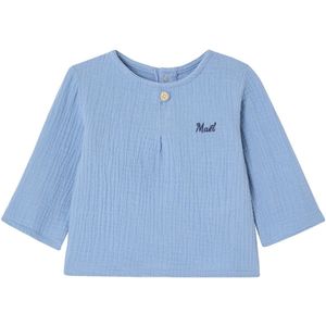 Vertbaudet - Babyblouse Popover-Stijl - Effen - Katoengaas - Lange Mouwen
