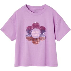 Vertbaudet - Meisjesshirt - Met Lovertjes - Multicolor - 80% Katoen, 20% Gerecycled Katoen