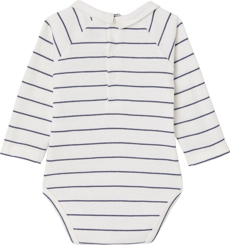 Rompertje - Lange Mouwen - Ecru - 100% Biologisch Katoen - Popeline Kraag