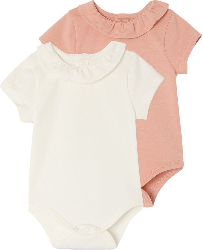 Vertbaudet Set van 2 Rompers - Kleur Elegant - Materiaal Katoen - Korte Mouwen