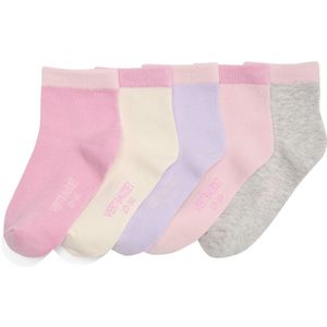 Set van 5 - Kniekousen - Snoepjesroze - 80% Katoen, 18% Acryl, 2% Elastaan