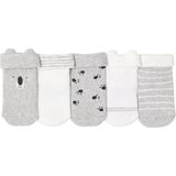 Set van 5 Paar Babysokken - Gemêleerd Grijs - Koala Motief