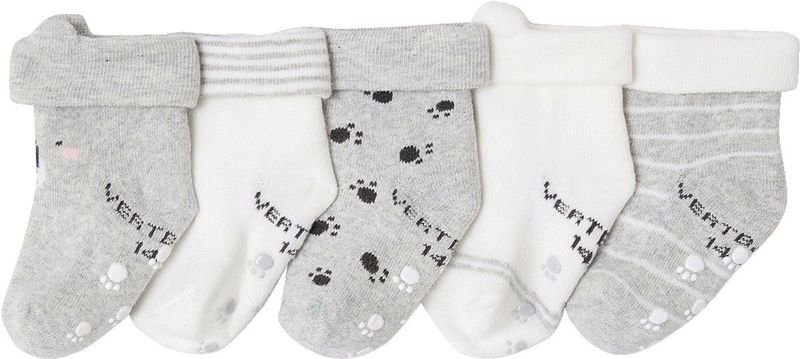 Set van 5 Paar Babysokken - Gemêleerd Grijs - Koala Motief
