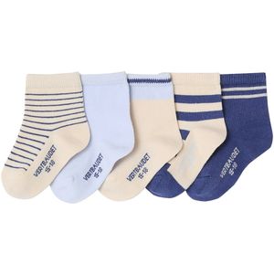 Set van 5 - Babysokken - Blauw - 77% Katoen, 21% Polyamide, 2% Elastaan
