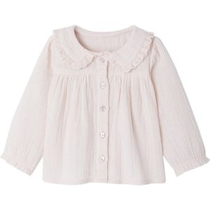 Babyblouse - Katoengaas - Wit - Claudinekraag - Lange Mouwen