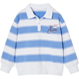 Vertbaudet - Gestreepte Polo Sweater - Blauw - 80% Katoen, 20% Gerecycled Polyester