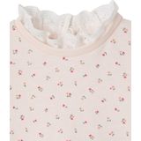 Babysweater - Bloemenprint - Lichtroze - 100% Katoen - Ronde Halslijn met Ruches