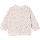 Babysweater - Bloemenprint - Lichtroze - 100% Katoen - Ronde Halslijn met Ruches