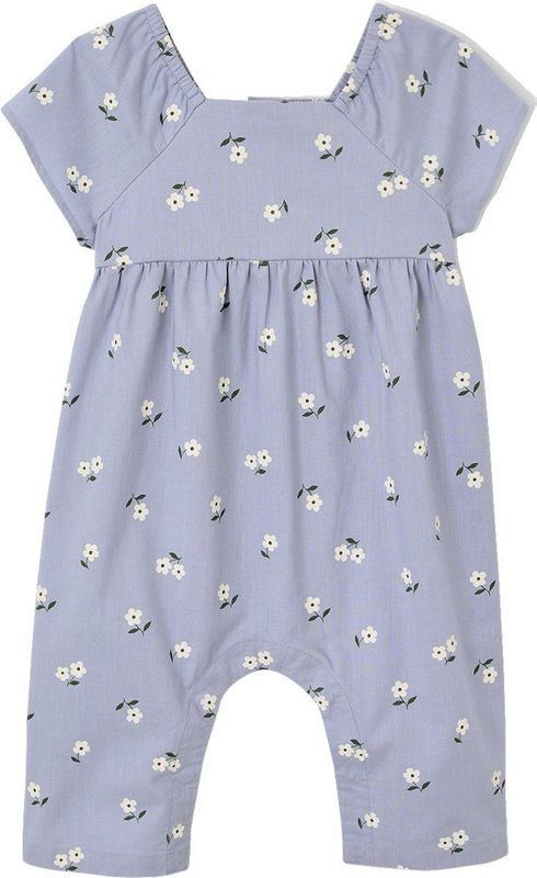 Vertbaudet - Jumpsuit - Meisjes - Multicolor - 100% Katoen, Vlindermouwen, Ruches, Drukknopen