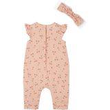 Broekpakje - Bloemenprint - Katoen - Korte Mouwen - Inclusief Hoofdband