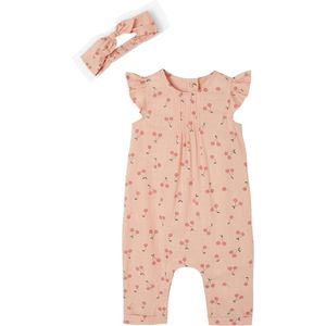 Broekpakje - Bloemenprint - Katoen - Korte Mouwen - Inclusief Hoofdband