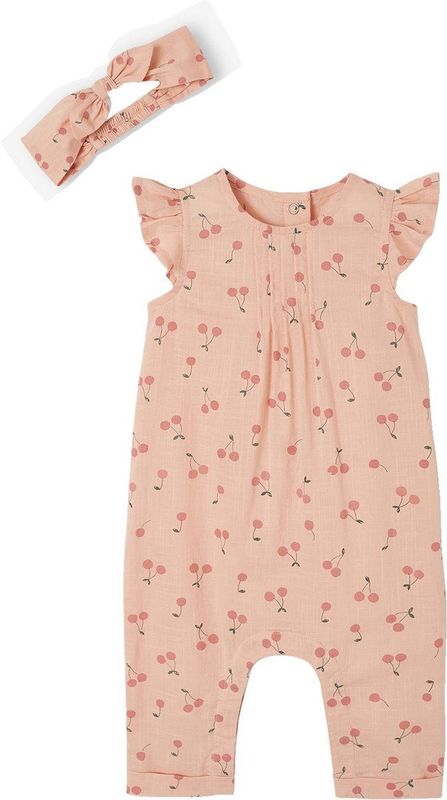 Broekpakje - Bloemenprint - Katoen - Korte Mouwen - Inclusief Hoofdband